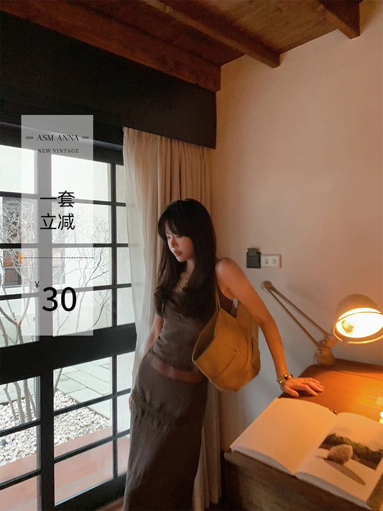 

ASM ANNA Smooth Raseel Silk Lace Patchwork Slip Dr Set Women's Long Sve Ele Sle Summer Collection Chinese Origin