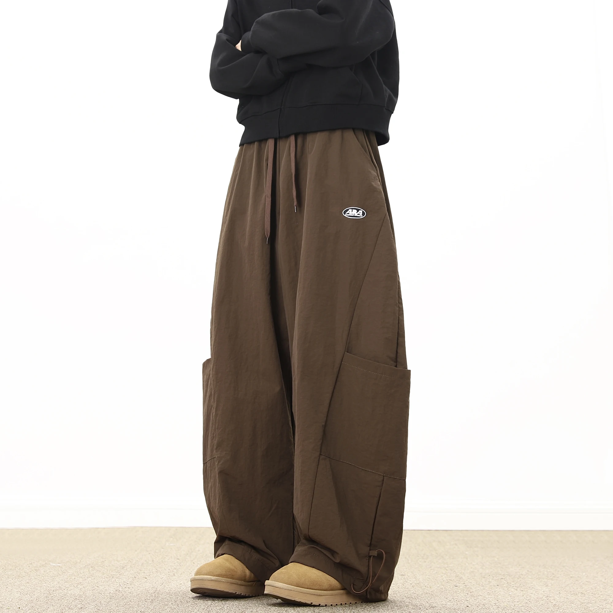 

American Retro Folded Paratrooper Workwear Pants Men's Autumn Winter Fce Wide Leg Banana Knife Pants Casual Straight Leg P...