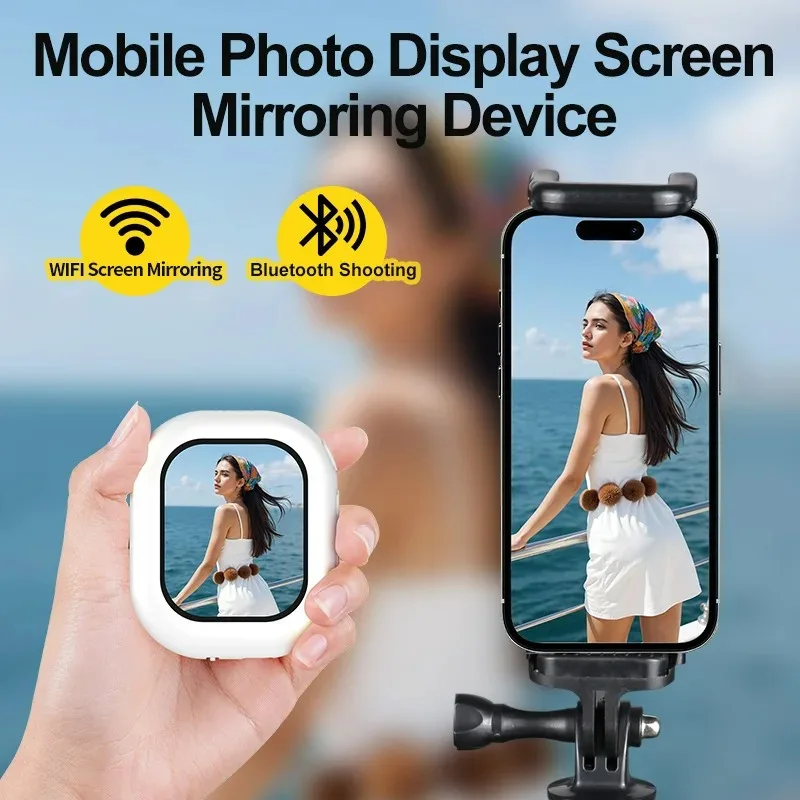 

2025 Mini Magnetic Phone Vlog Self Timer Monitor Screen Using Rear Camera Monitor for Live Streaming Creating Content Self-Timer