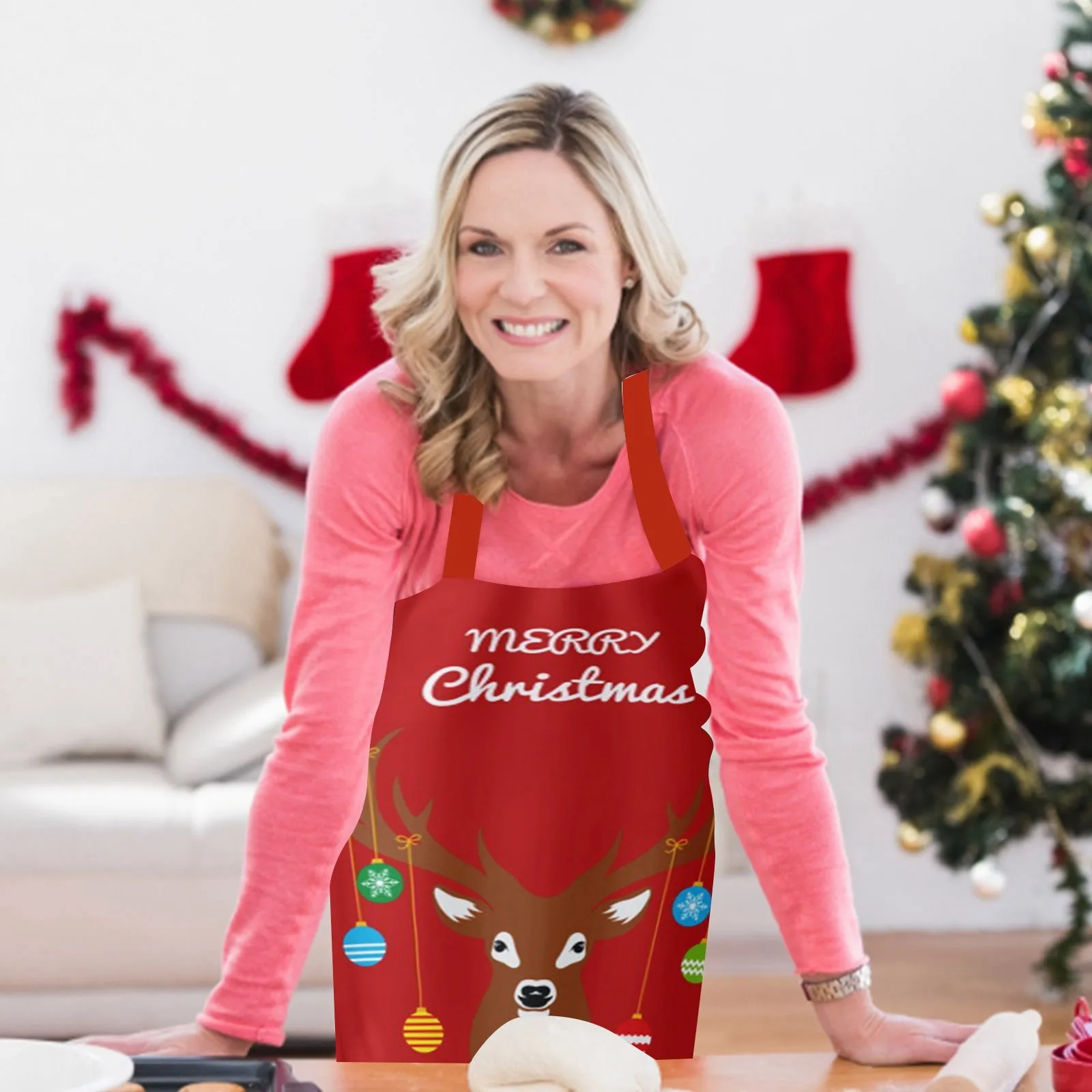 Christmas Apron For Christmas Dinner Party Cooking Baking BBQ Crafting House Cleaning Kitchen Funny Aprons for Hairstylists