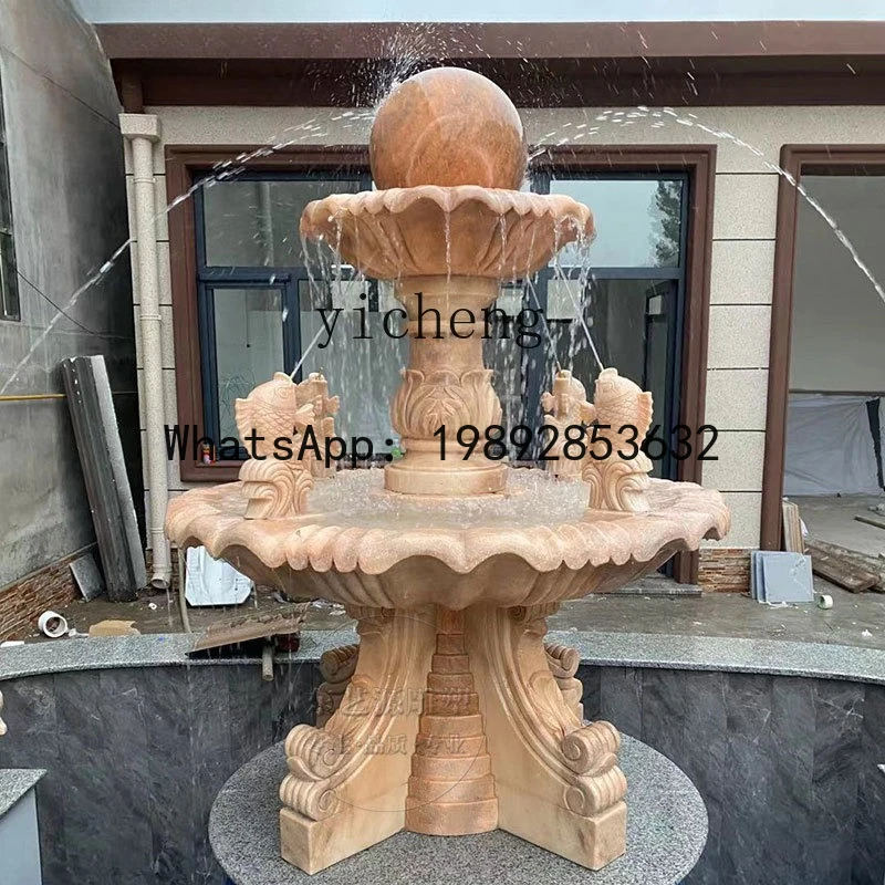Stone Carving Fountain Rockery Ornament Outdoor Courtyard Garden Fish Pond Water Fountain Marble