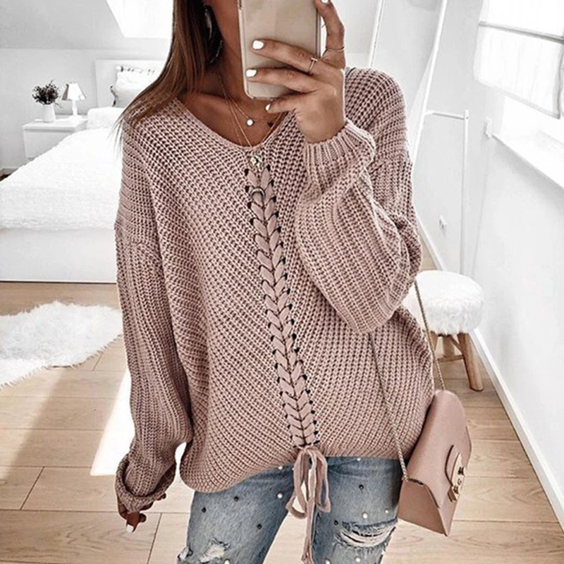 

Faion V Ne Spliced Loose Women's Pullover Wiebay Autumn Polyester Long Sve Sweater Commute Sle Vanilla Latte Flavo...