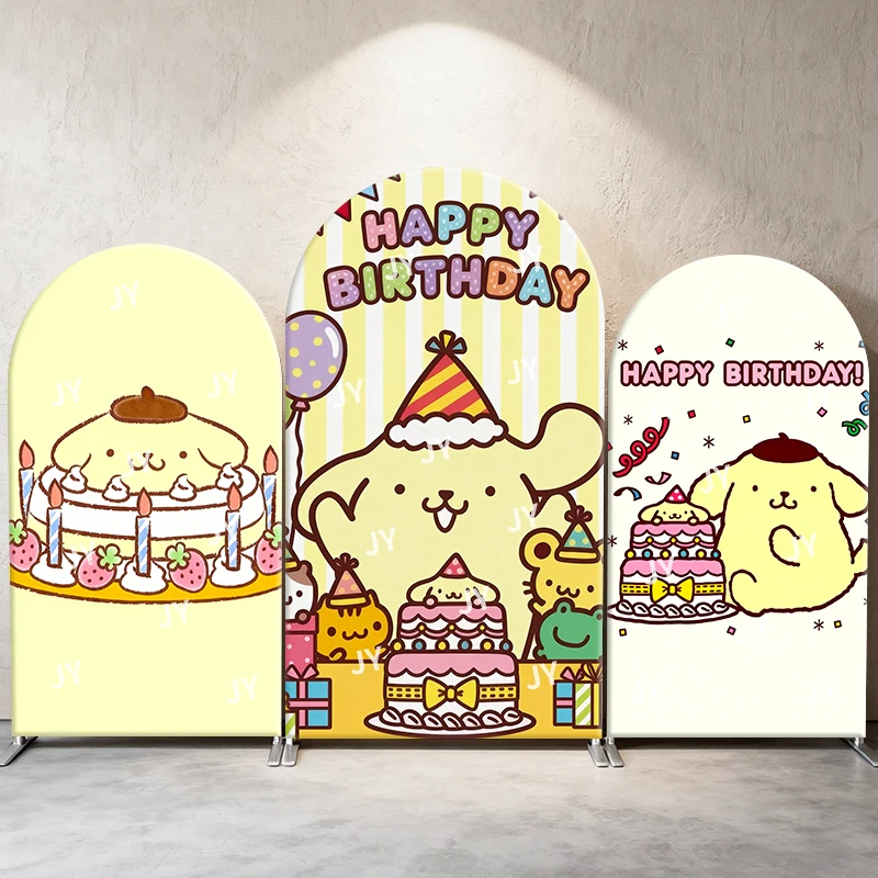 

PomPomPurin Sanrio Arch Backdrop Cover Birthday Party Cake Hats Cute Cartoon Birthday & Baby Shower Photo Booth Decor