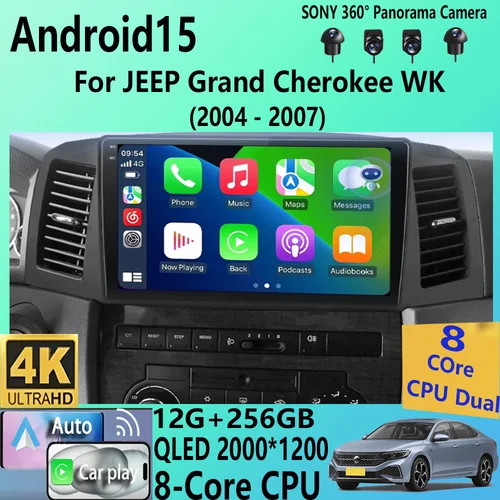 Android 15 Multimedia para JEEP Grand Cherokee WK 2004 -2007 Radio de coche estéreo Carplay Auto GPS navegación cabeza Autoradio NO 2 Din