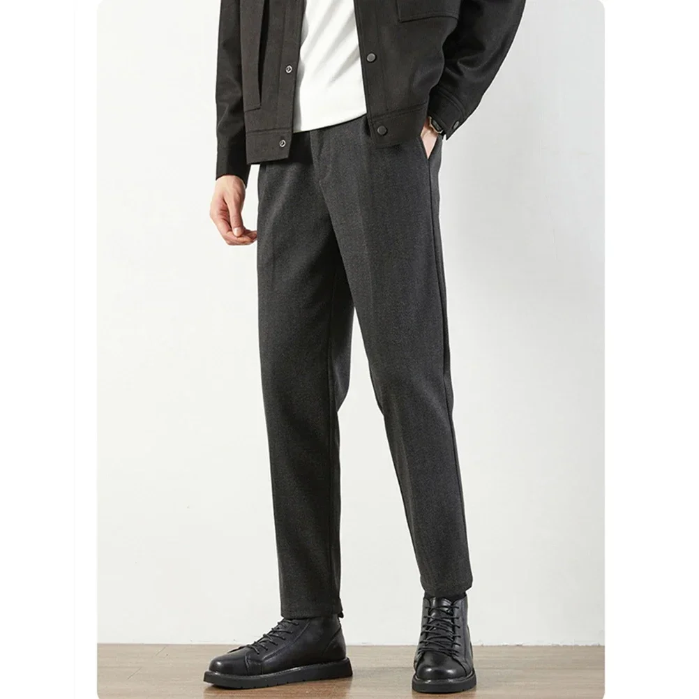

2025 woolen pants Men's small trousers men trouser slim-fitting straight casual suit pants