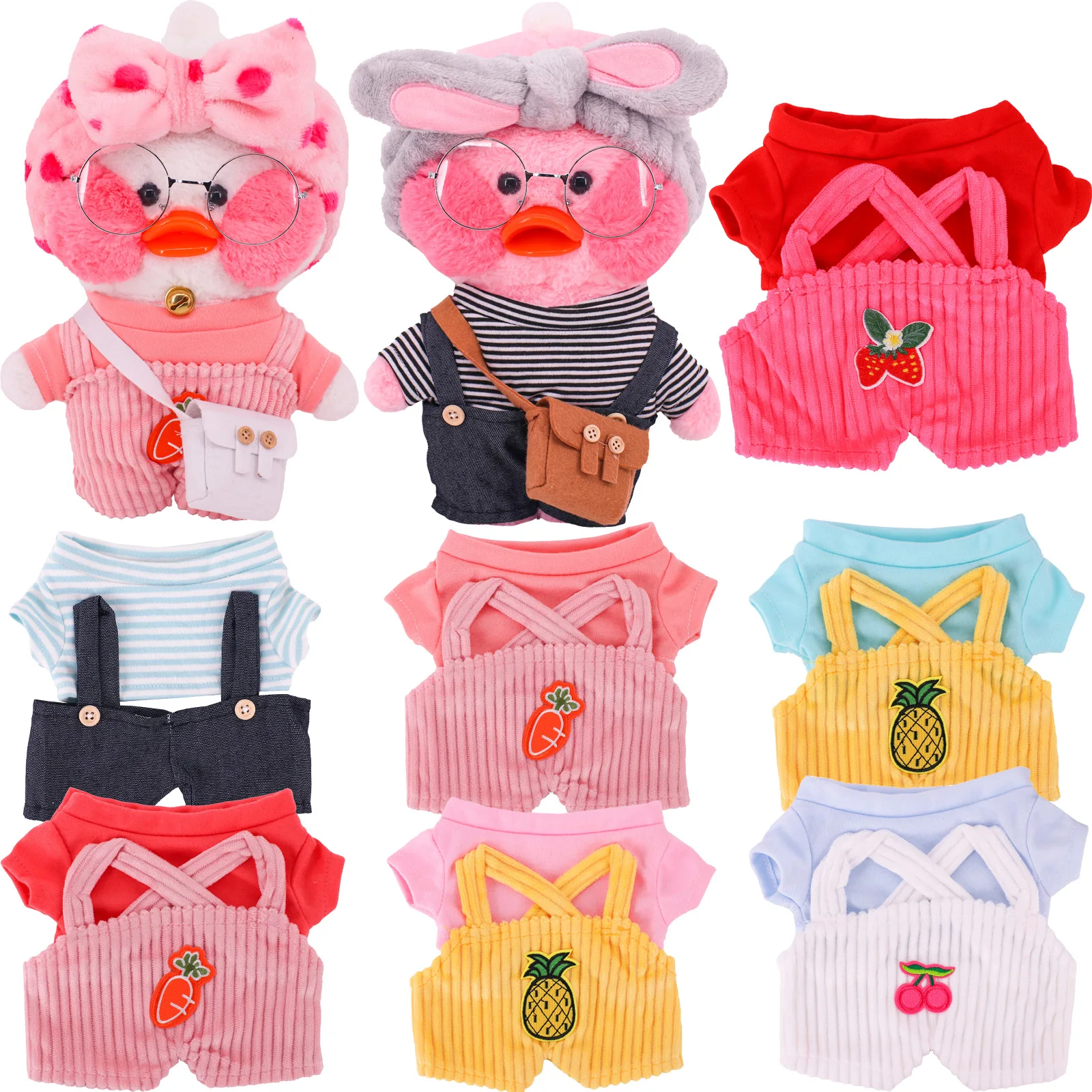 For 30 Cm Duck Dolls Clothes T-shirt Overalls Bag Plush Stuffed Doll lalafanfan Accessories Cute Animal Clothing,Children's Toys