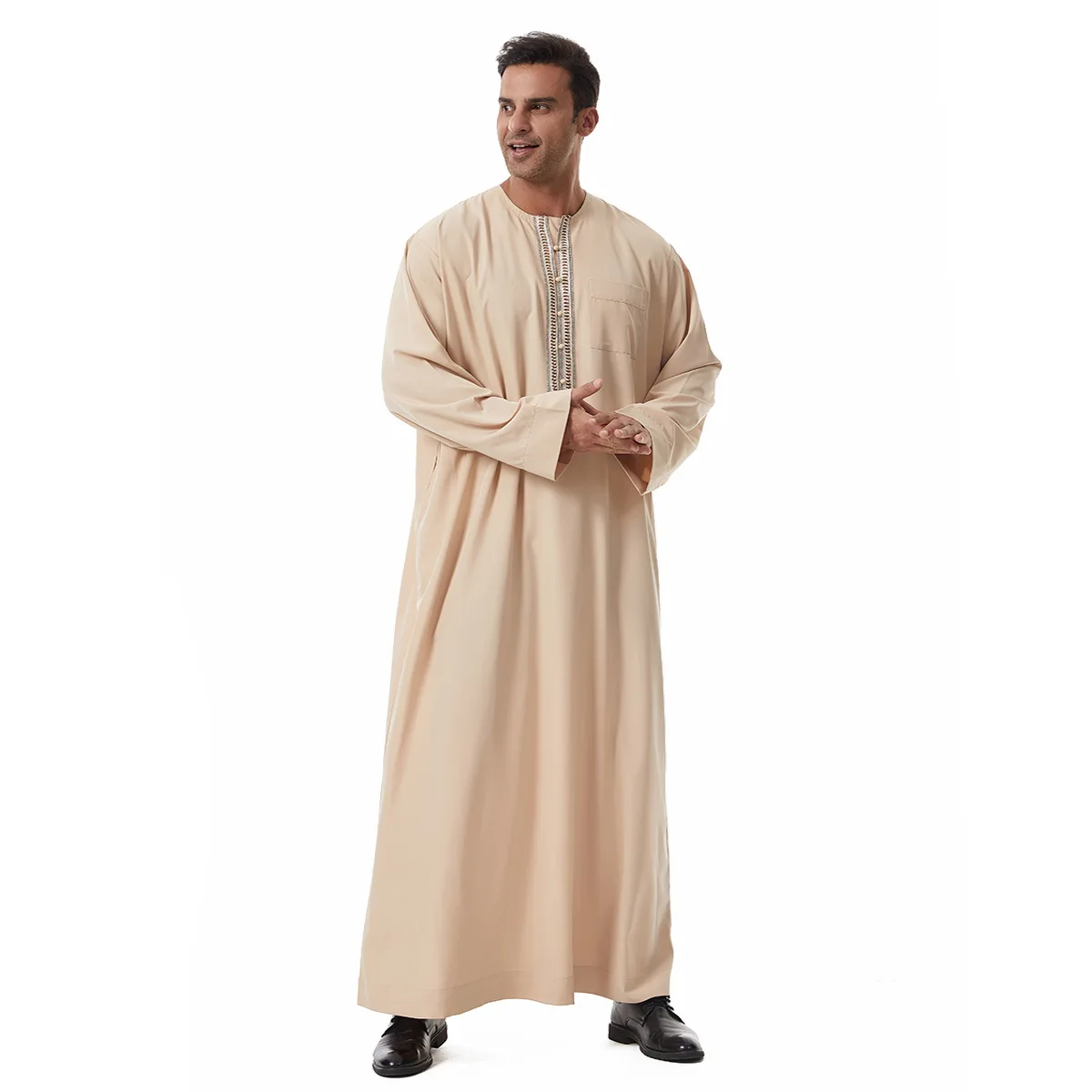Abito arabo saudita da uomo Abito musulmano Abaya Dubai Caftano Abbigliamento islamico Eid Djellaba Ramadan Jubba Thobe Daffah Dishdasha Turchia
