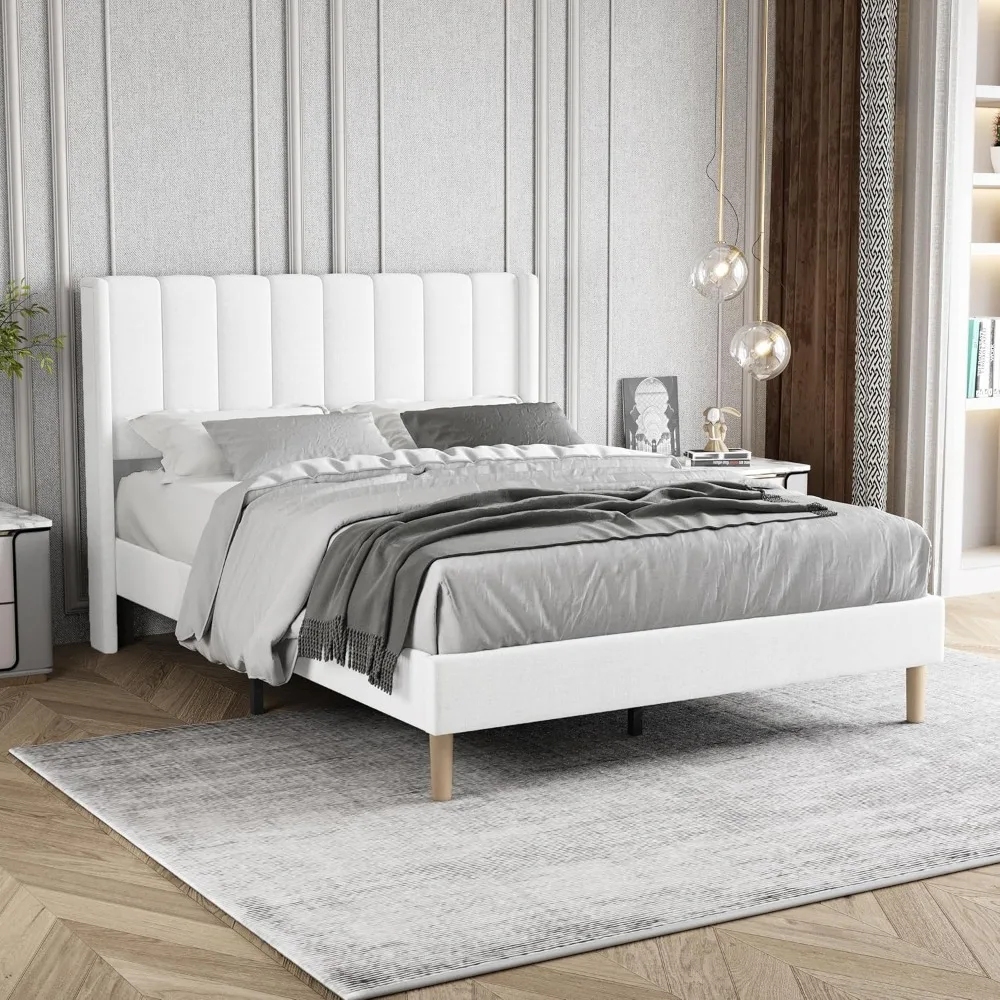 

Zoophyter Upholstered Platform Bed Frame Full Size with Headboard,Strong Wooden Slats Support No Box Spring Needed Easy Assembly