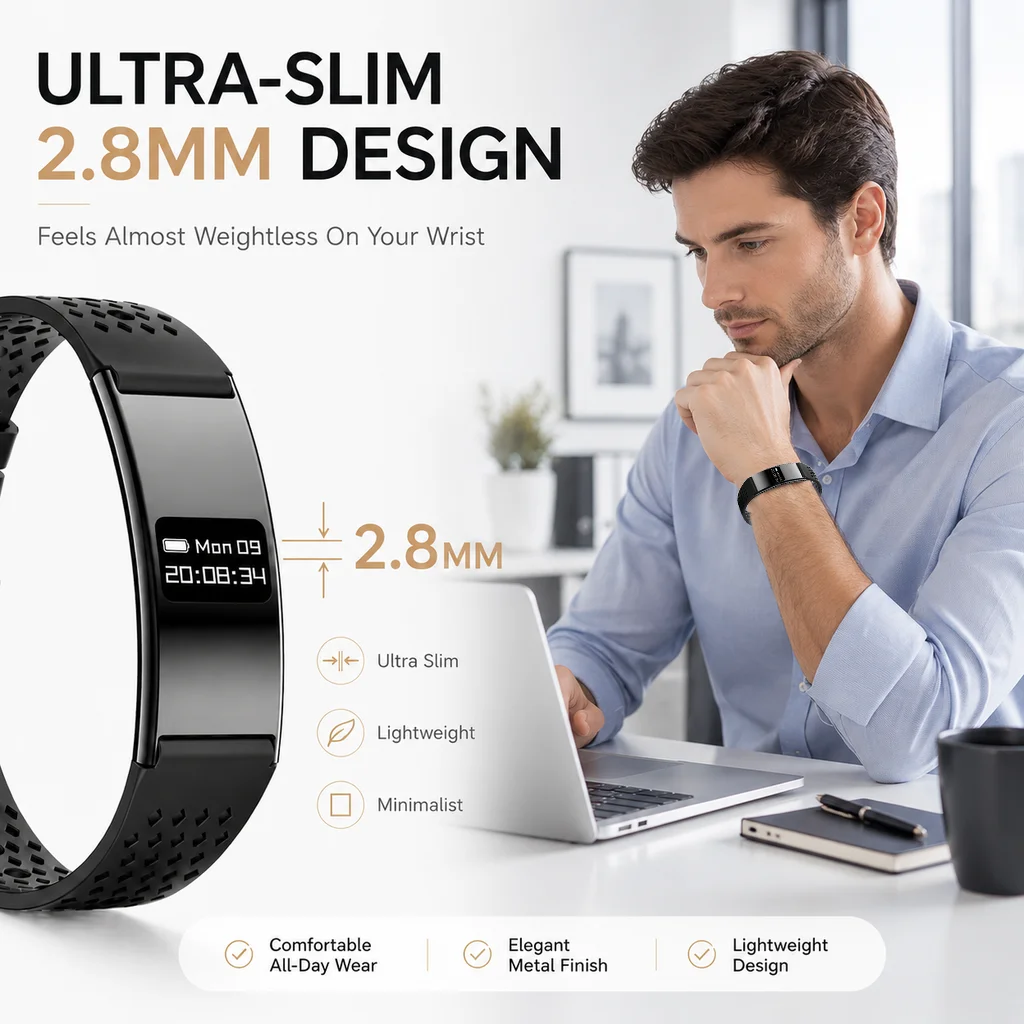 New Sports Professional Smart Bracelet Men Heart Rate Sleep Blood Oxygen 2.8MM Ultra Thin IPX8 Waterproof Call Push Smart Watch