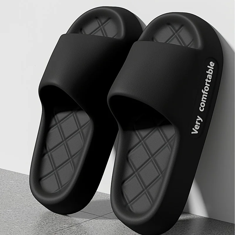 Summer Letter Print Women Slippers Thick Flat Outdoors Beach Slides For Men Bath Sandals Couple Ladies Shoes