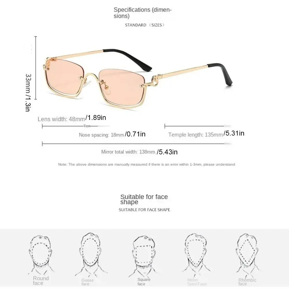 UV Protection Metal Half Frame Square Sunglasses Small Narrow Sun Glasses UV400 Outdoor Sport Sunglasses Shades Eyewear Unisex
