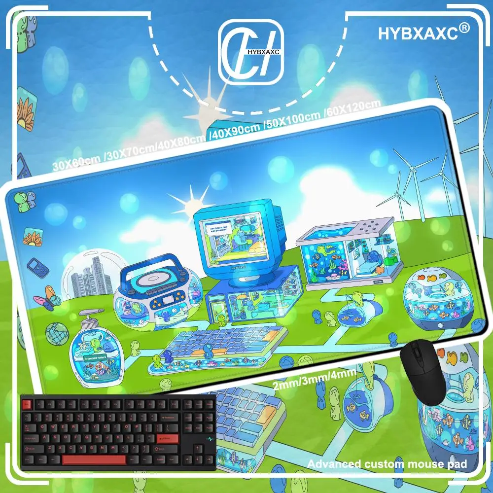 FFrutiger A-Aero Green Mouse Pad Cute HD Desk Pad Extended Gaming Keyboard Mats Large 90x40cm XXL Gamer Mousepad