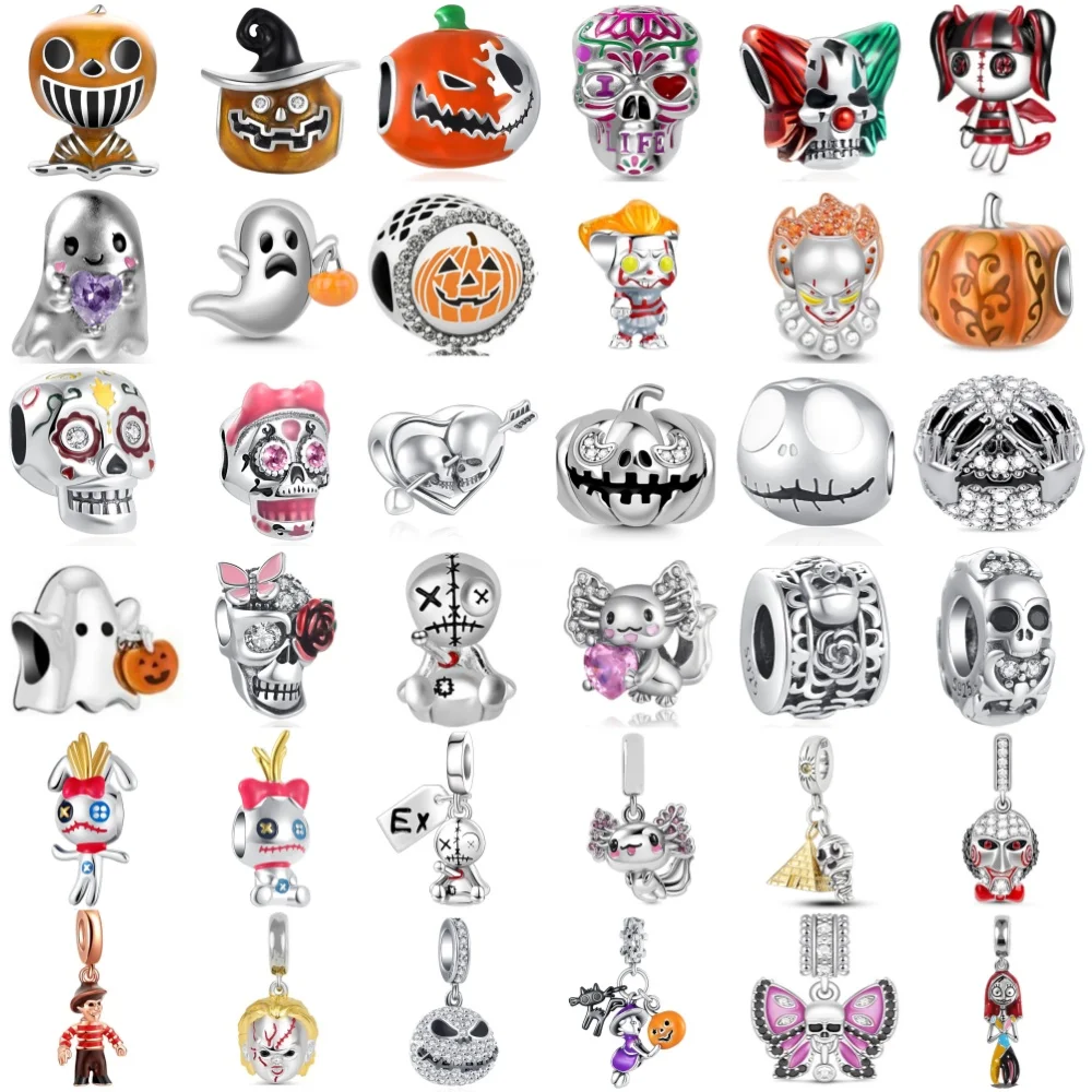 

Новинка 2026 года: Изысканный кулон-бусина из серебра 925 пробы в виде прикольного призрака, тыквы, черепа, подходит для оригинальных браслетов и аксессуаров для рукоделия, изысканные украшения