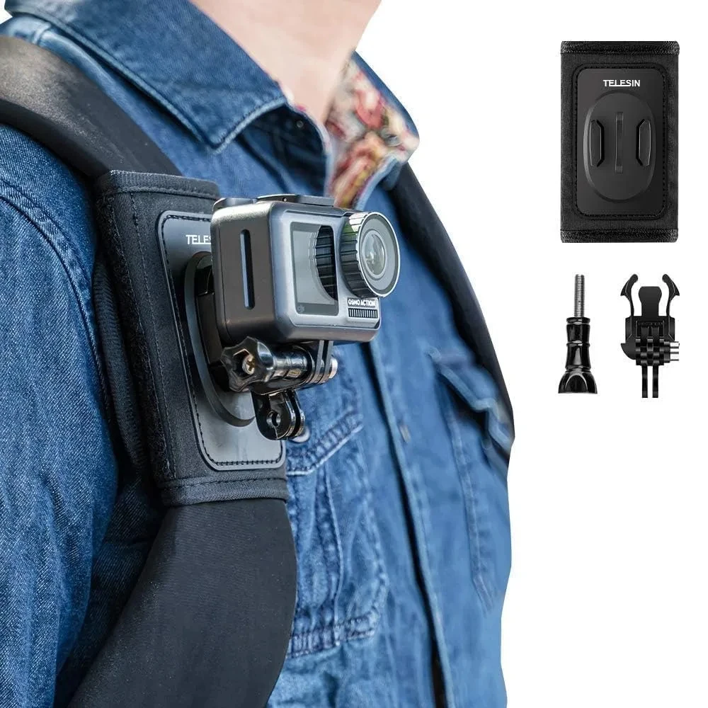 

TELESIN Quick Release Backpack Shoulder Strap Mount Clip Holder Adapter Base for GoPro Hero 13 12 11 10 Insta360 DJI OSMO Action