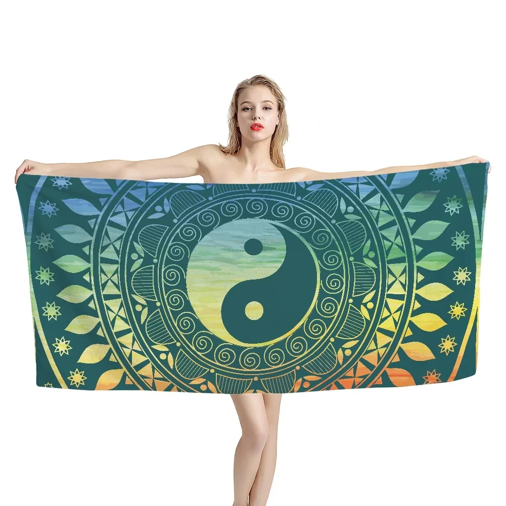 Mysterious Chinese Style Tai Chi Yin-yang Symbols Beach Towel Large Mandala Quick Dry Bath Towel Bath Soft Towel for Aldult Kids