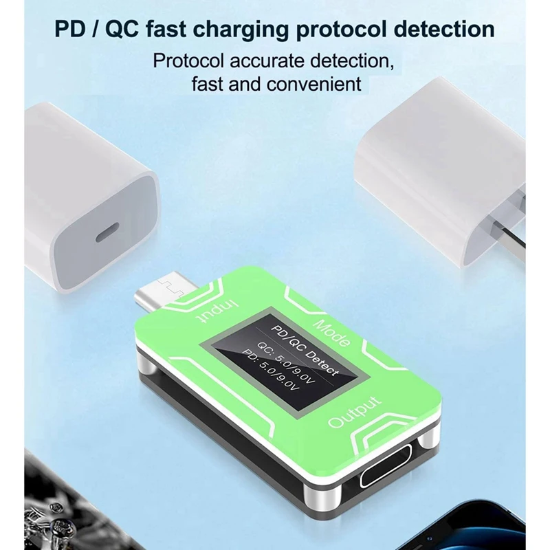 JCID CT02 PD/QC Fast Charging Charger Detector USB-C Power Supply Tester For Measuring Voltage, Power And Current