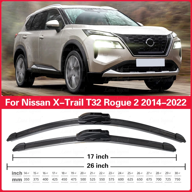 

For Nissan X-Trail T32 Rogue 2 2014-2022 26"+17"+12" Front Rear Wiper Blades Brushes Cutter Accessories 2016 2017 2018 2019 2020