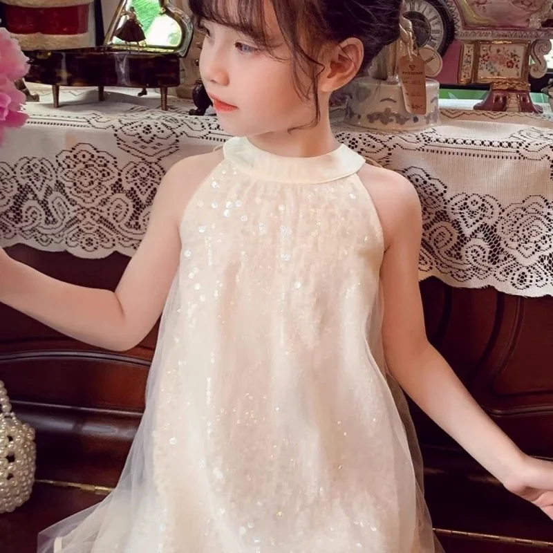 Girls' Dress2024Summer and Autumn Sleeveless Fashion Princess Style Dress Internet Hot Skirt