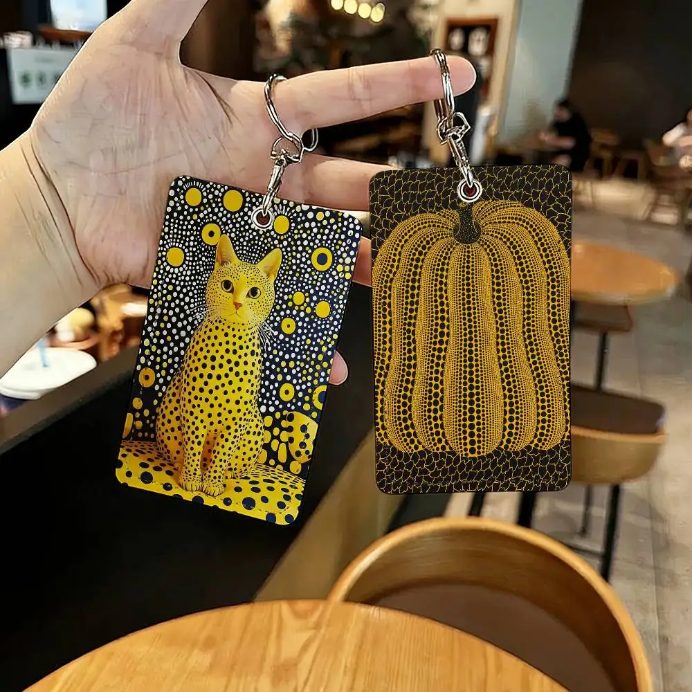 Art Y-Yayoi K-Kusama-S Card Holder With Keychain Executive Protection For Bank Credit Subway Bus Case