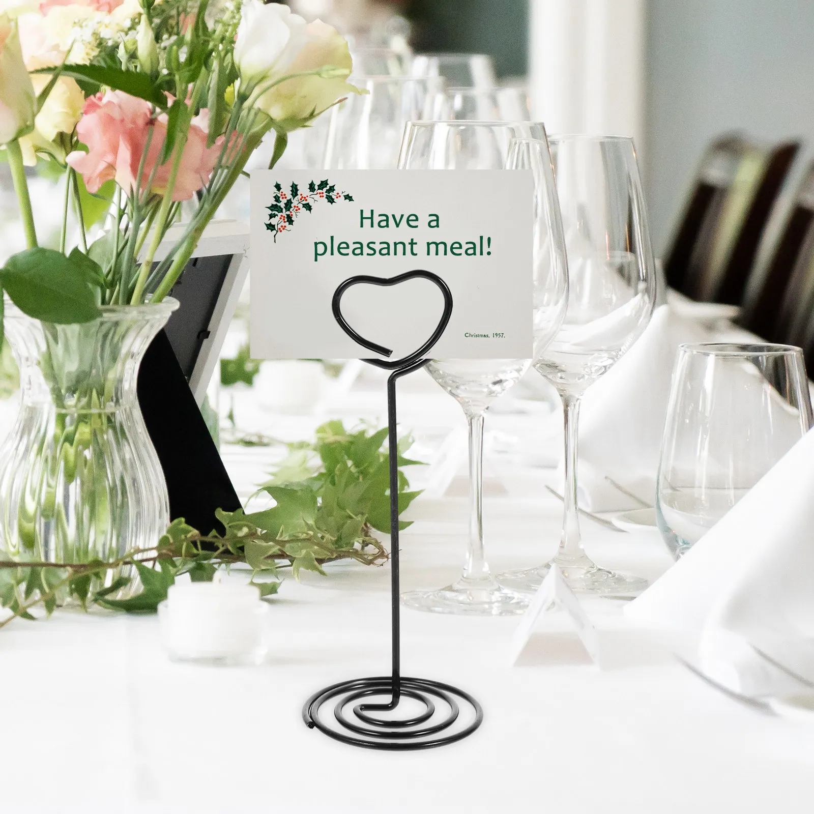 10Pcs Star Memo Clip Steel Wire Table Number Holder Black Card Holder Photo Display Stand for Wedding Restaurant Office Memo