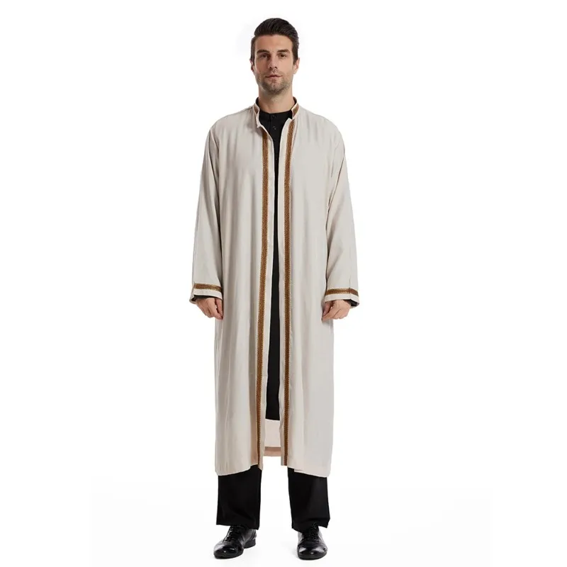 Abaya-Robe kimono pour hommes, vêtement musulman, ouvert, Dubaï, Arabie Saoudite, Turquie, Eid, Ramadan, Kaftan islamique, Caftan long, Jubba Thobe