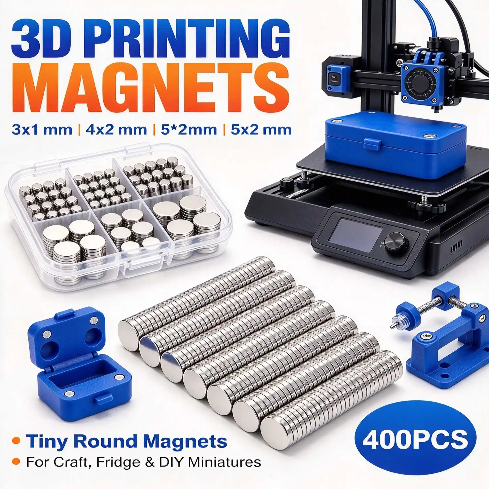 Small Magnets 400Pcs Tiny Mini Round Multi-Use Magnet for 3D Printing Craft Fridge DIY Miniatures Refrigerator Crafts