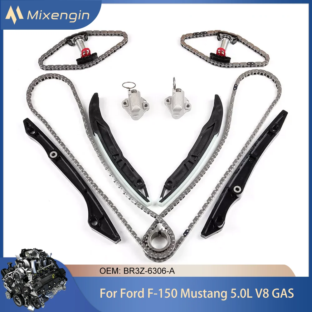 Kit de corrente de distribuição de peças de motor automotivo, compatível com ford 5.0 v8 gás dohc coyote 50 para ford F-150 mustang 5.0l 2011-2015 tk10840 BR3Z-6306-A