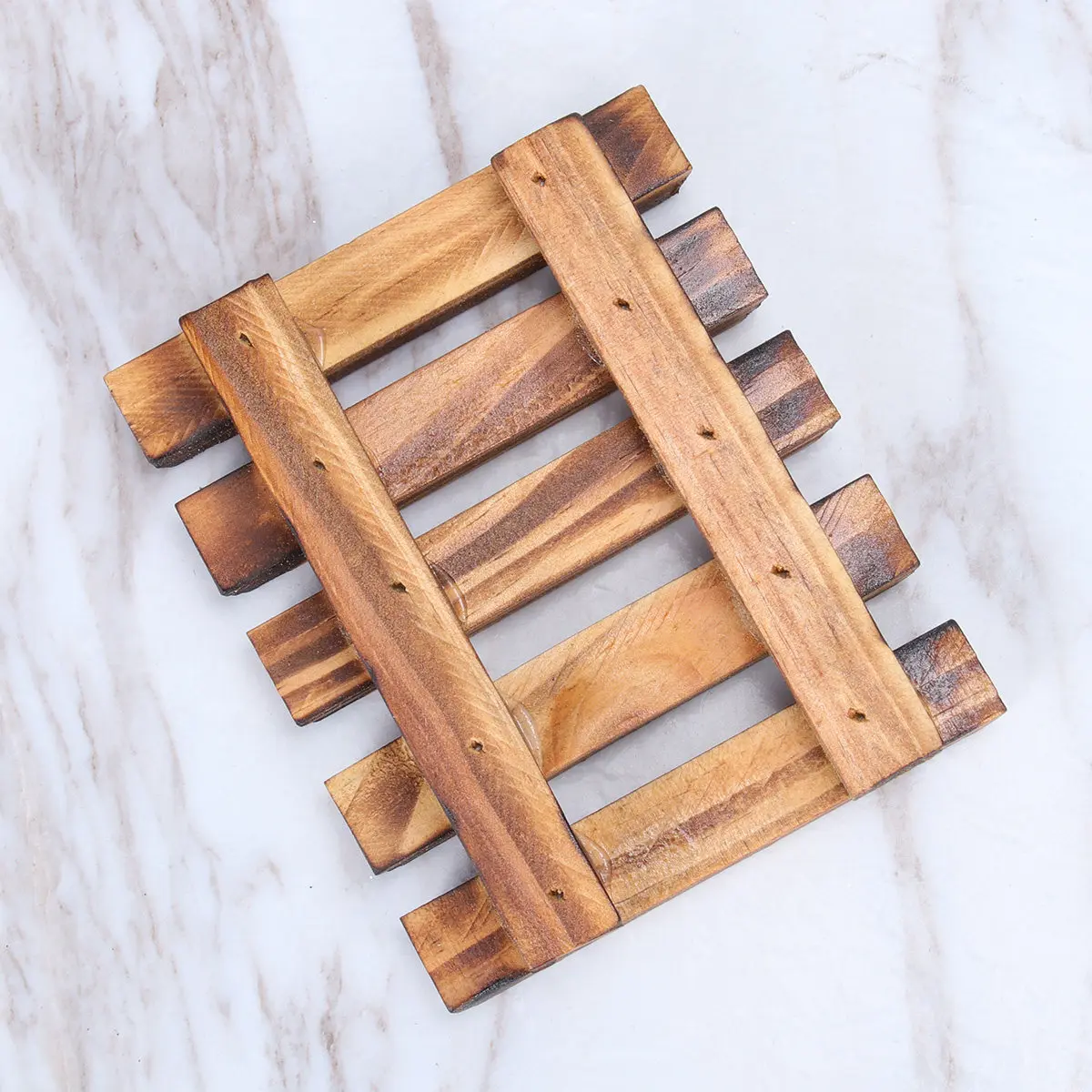 

Винтажная мыльница из карбонизированного дерева с уникальным дизайном дренажа для ванной комнаты, раковины, душевой зоны, подставки-отводителя для воды