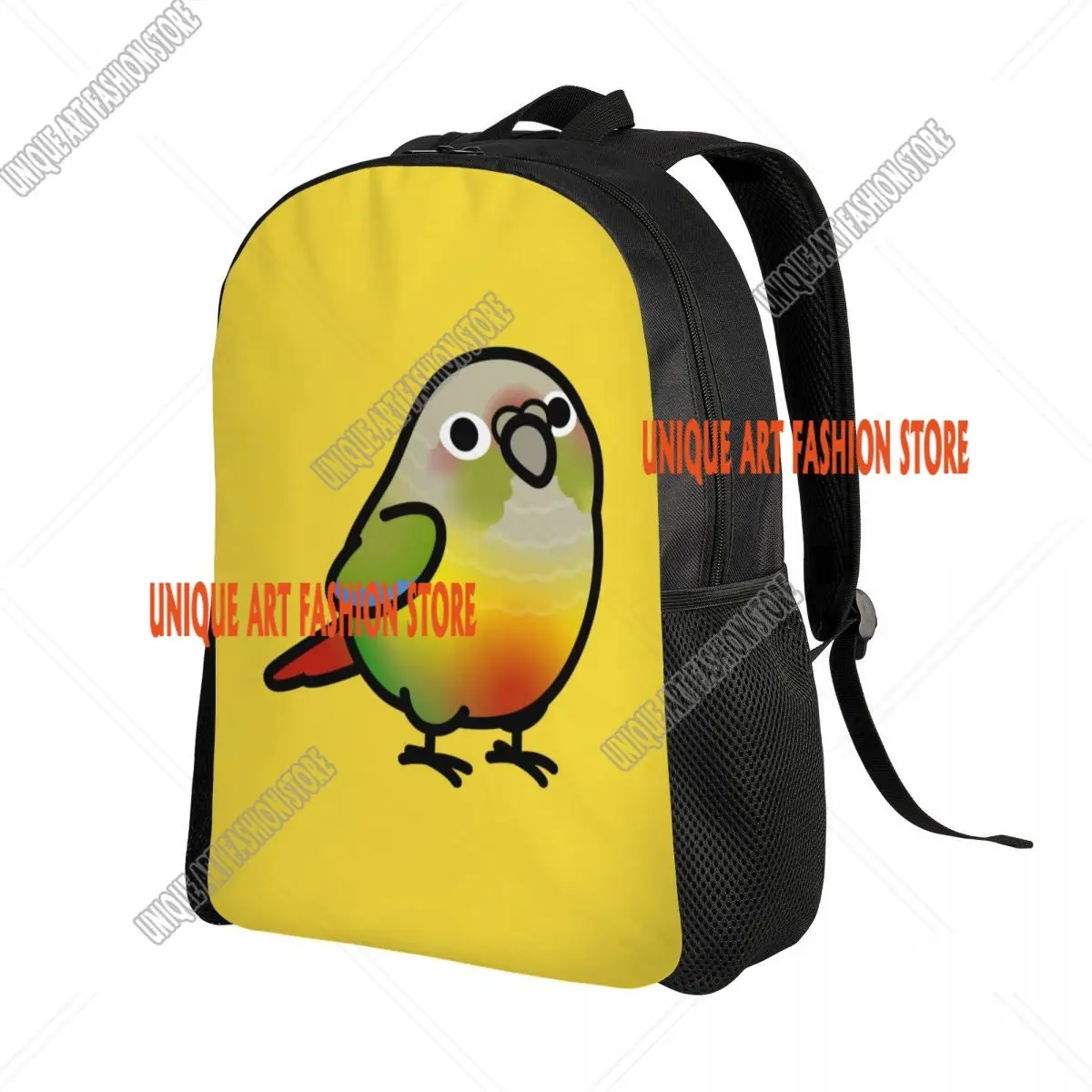 حقيبة ظهر Chubby Pineapple Green Cheek Conure للنساء والرجال حقيبة كتب للطلاب الجامعيين تناسب حقائب الكمبيوتر المحمول الببغاء والطيور مقاس 15 بوصة