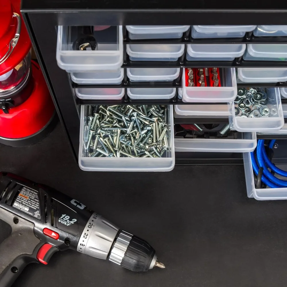 IRIS USA Organizador de herramientas de tornillo Gabinete de piezas pequeñas, 44 cajones, tuercas y pernos de hardware electrónico Cajones de almacenamiento de plástico Garaje