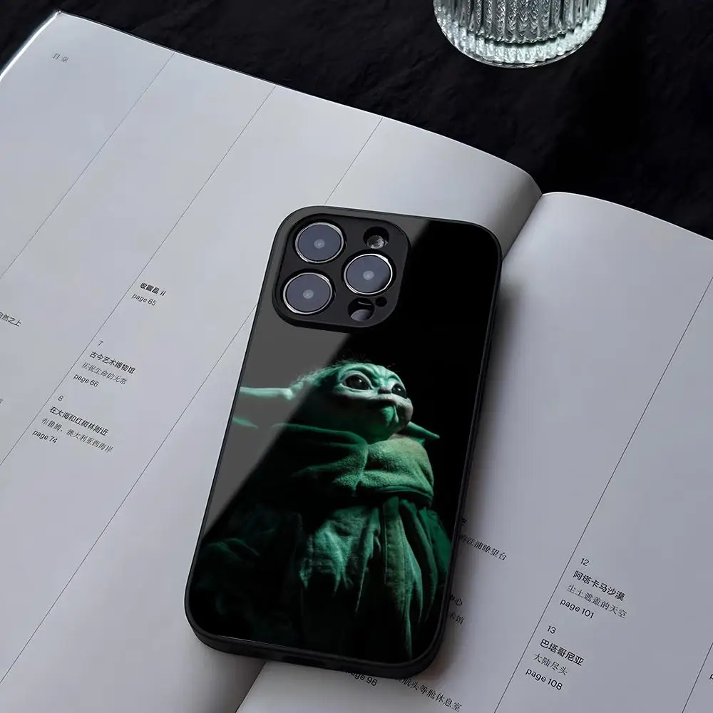 YodaS Baby  Phone Case Tempered Glass For iPhone 13 14 12 15 11 Pro XS Max Plus Mini X XR 8 7 6s SE2020 Coque