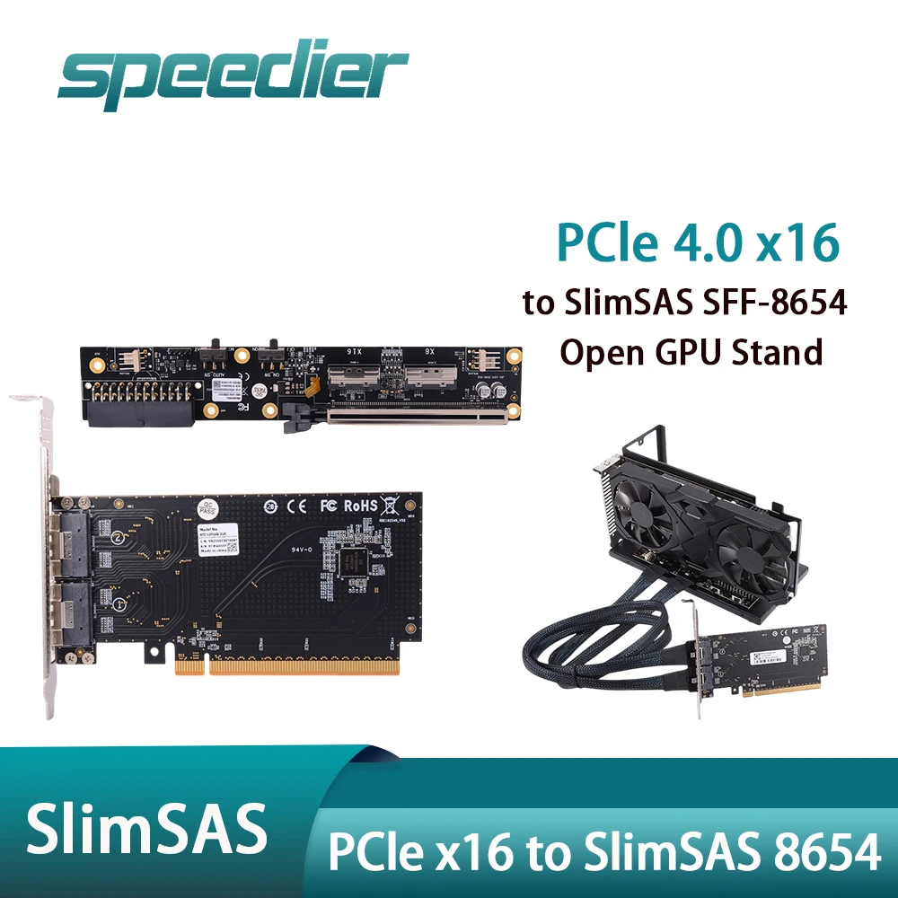 

PCIe 4.0 X16 EGPU Dock Stand SlimSAS 8654 External Graphics Card GPU Adapter / Low Profile Rear Bracket / Sff- 8654 Cable 69cm