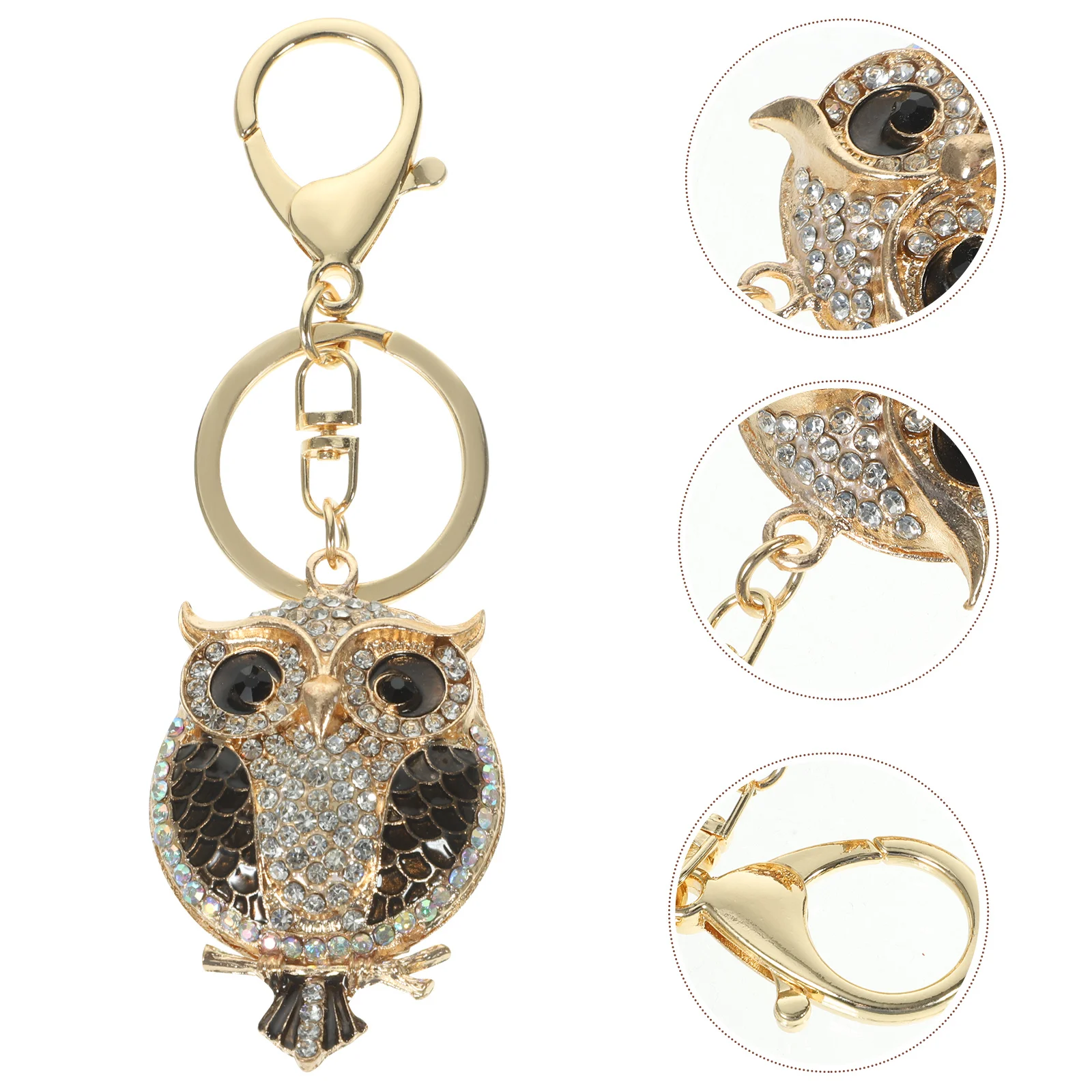 

Owl Shape Rhinestone Sparkling Keychain Decorative Pendant Handbag Charm Hanging Ornament Key Ring for Car Schoolbag