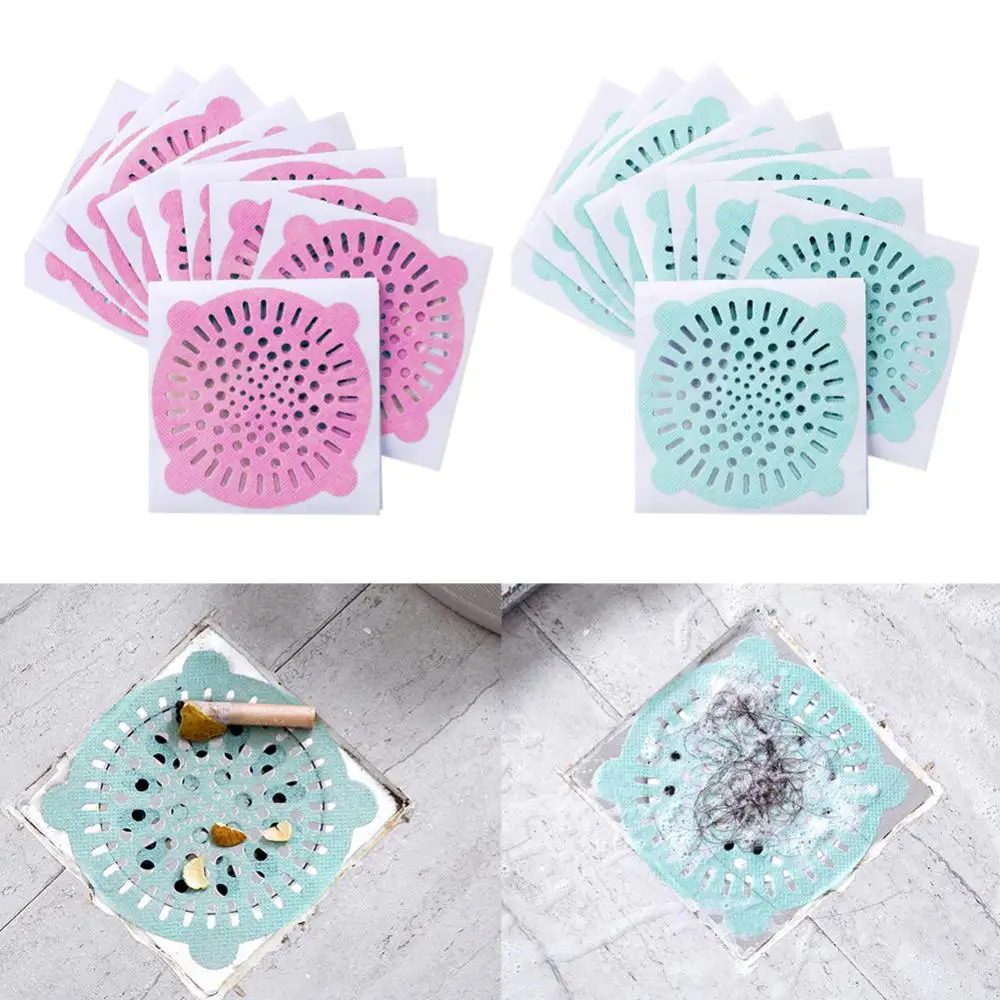 10Pcs Disposable Hair Filter Non-Woven Fabric Kitchen Bathroom Hair Drain Filter Sticker