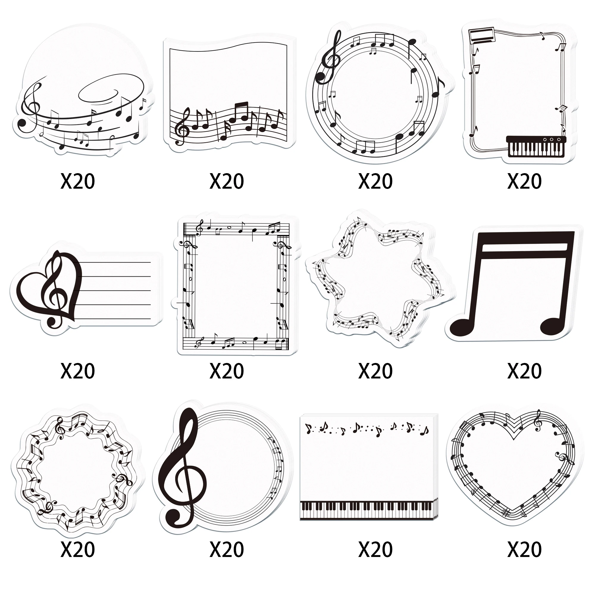 240 Seiten Musiknoten-Notizblöcke-Set, Musik-Haftnotizen, Briefpapier, Etikett, Notizblock, selbstklebendes Notizbuch für das Schulbüro – Detail 2