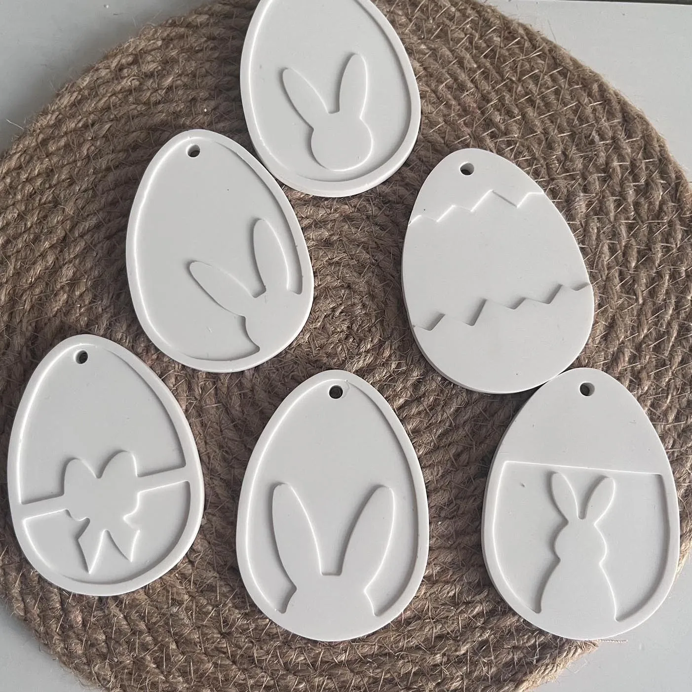 Easter Rabbit Series Mold Egg Pendant Silicone Mold Easter Bunny Tag Resin Mold Keychain Earrings Gypsum Mold