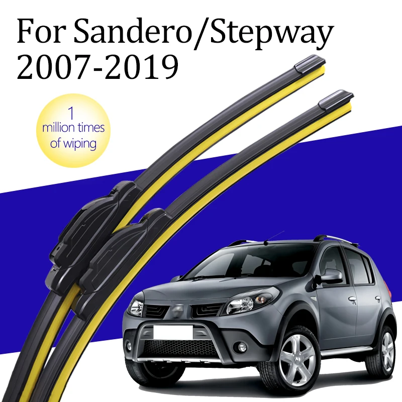 

Wiper Blade J/U Hook Type Black HD Silent Car Front Windshield Wiper Blade for Renault Sandero Stepway 2007-2019