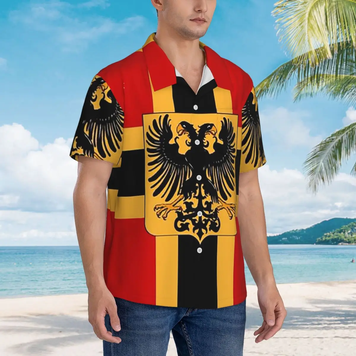 

Germany DK Reich Empire Of Flag Hawaiian Shirts Fashion Men Short Sleeve Shirt for Summer Beach Men's Button Tops