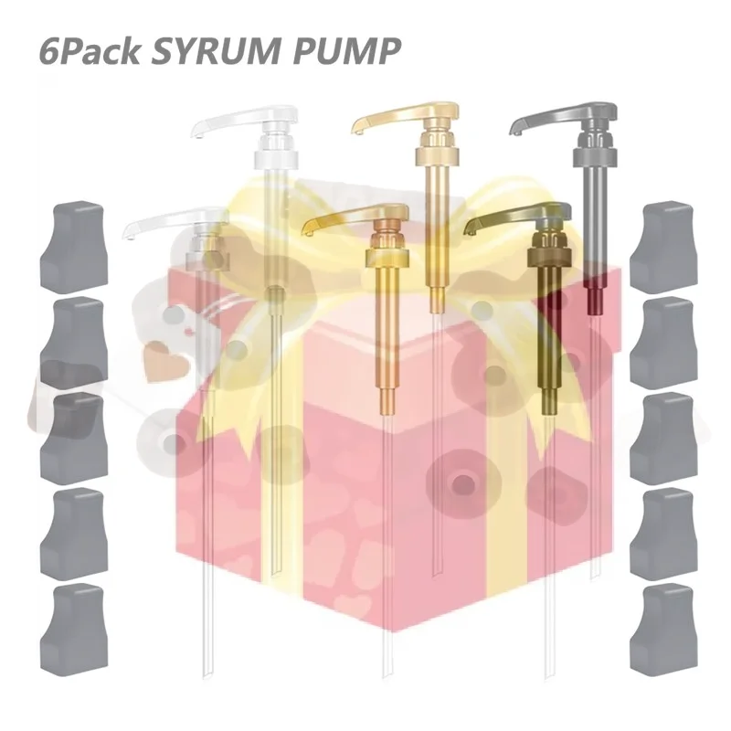 1/6Pcs Syrup Pump Coffee Syrup Pump Dispenser Gold Syrup Pump Topper For 750ml/ 25.4oz Syrup Bottle Syrup Pumps For Coffee Bar