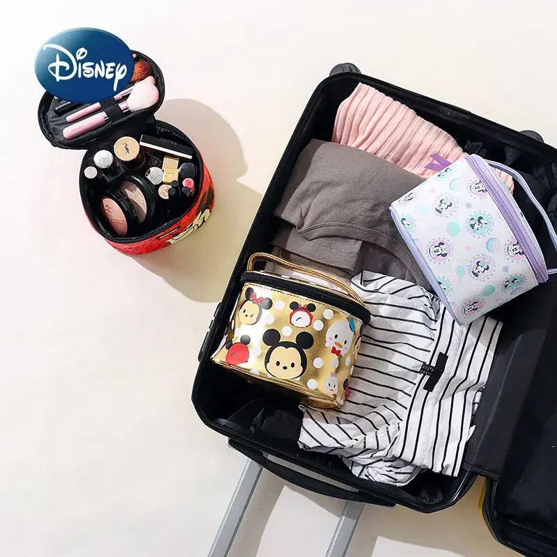 Disney Mickey New Cosmetic Bag Luxury Brand Original Fashionable Women's Portable Cosmetic Bag Large Capacity Cartoon Wash Bag