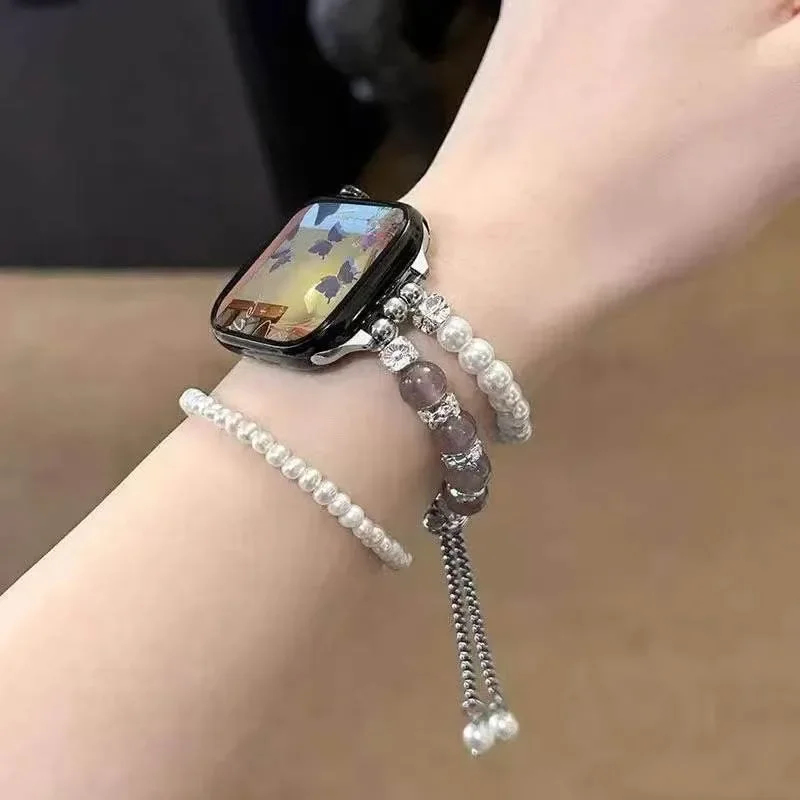Beaded Summer Watch Strap Compatible for Xiaomi Band 8 Pro 9 10 Huawei IWatch Apple Watch S11 Handmade Wrist Chain Adjustable