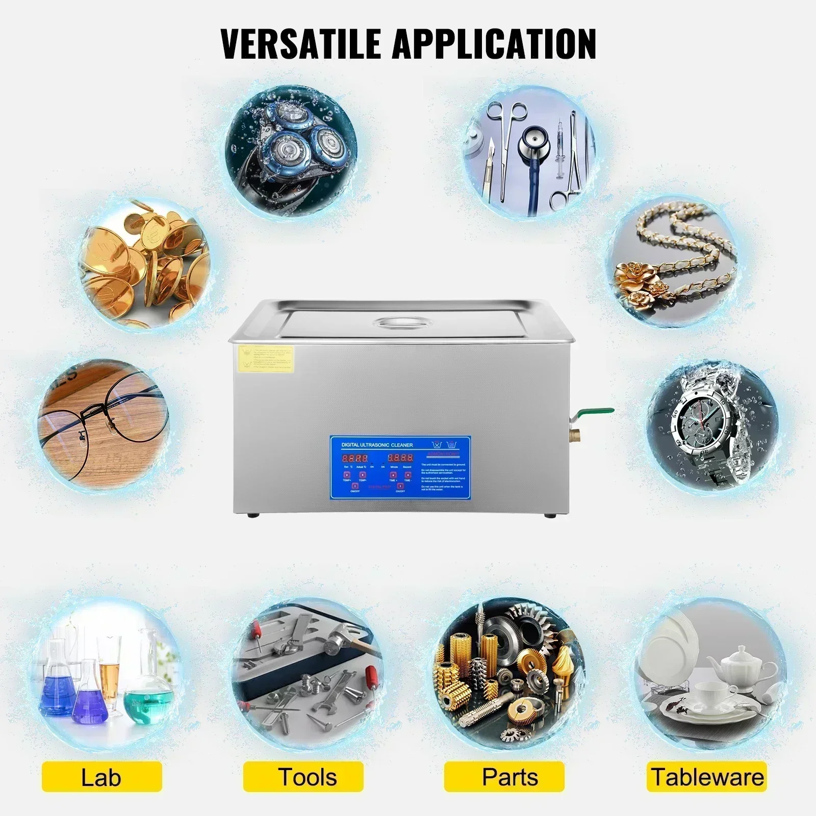 VEVOR  1.3-30L Ultrasonic Cleaner Home Appliance Ultrasound Cleaner Ultrasound Cleaning Machine Portable Washing Machine