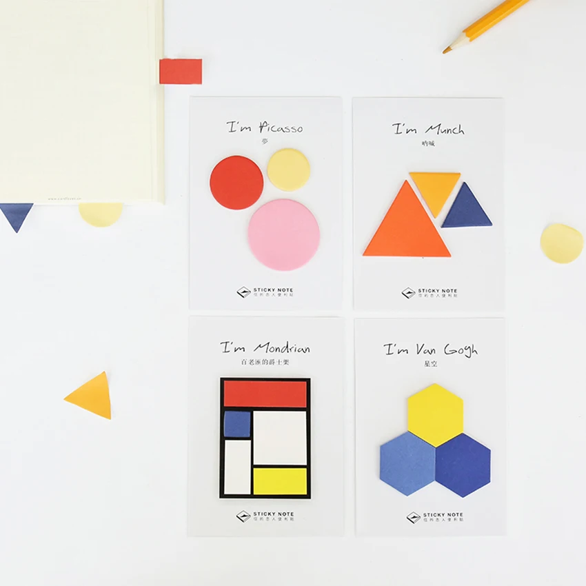 60 sheet Colorful Geometry Sticky Notes Geometric Adhesive Memo Pad School Supply Planner Sticker Paper Bookmark