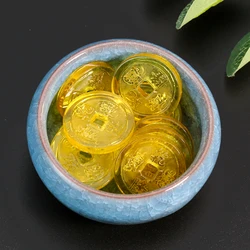 Muy Bien 10pcs Ancient Chinese Glazed Qianlong Tongbao Coins Ornaments Fengshui Lucky Antique Crafts Home Collect Decorations
