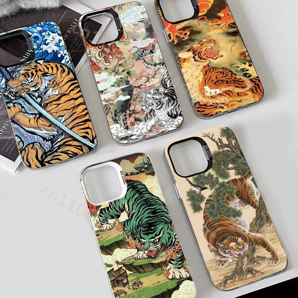 

J-Japanese Ukiyo-e Tiger Phone Case For iPhone 17,16,15,14,13,12,11,Pro,MAX,Plus TPU Soft To Skin-friendly Cover