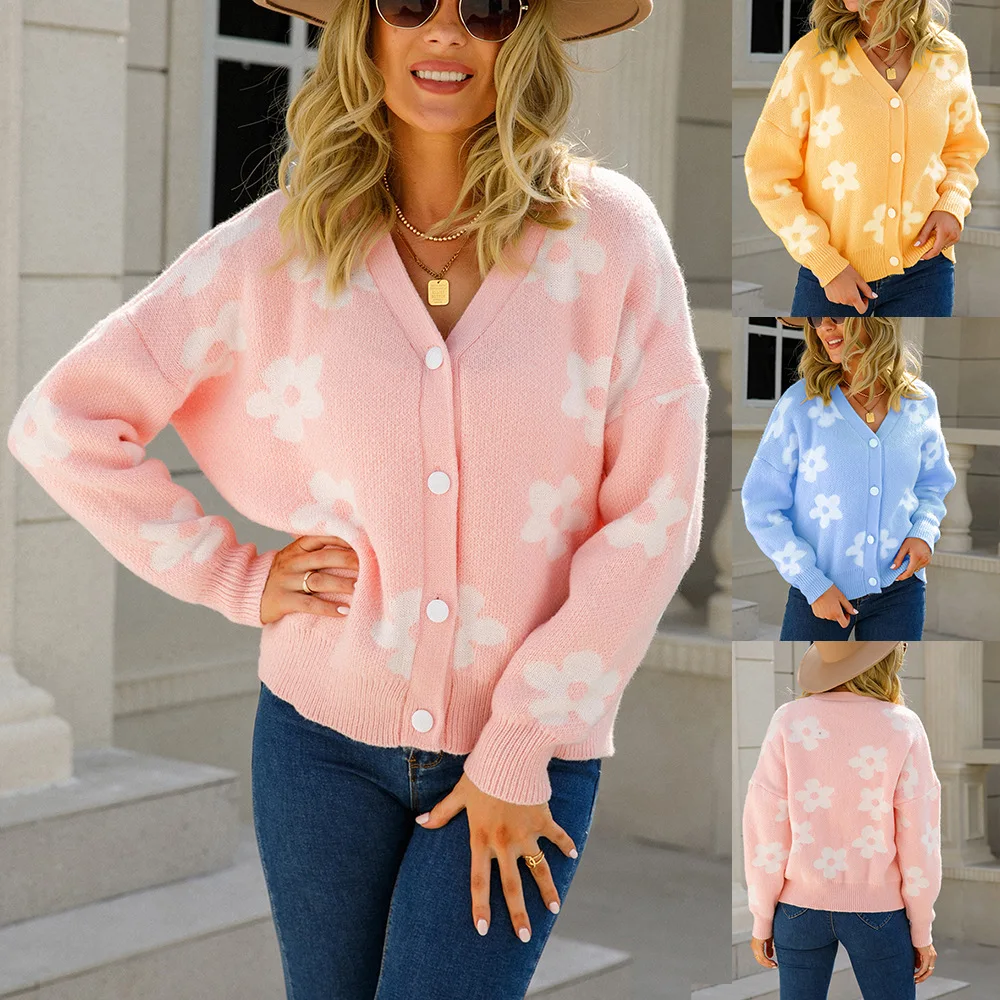 

2026 Spring New Knitted Flower Large cardigan Coat for Women