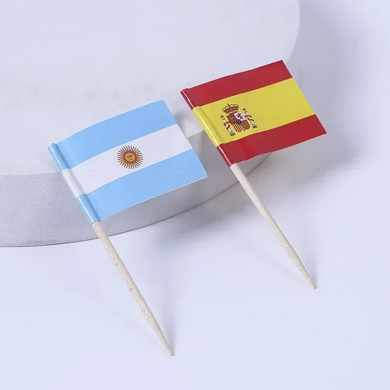 100pc ten countries mixed cake decoration toothpick flags, party decorations, mini flags, fruit burger flags(various national)