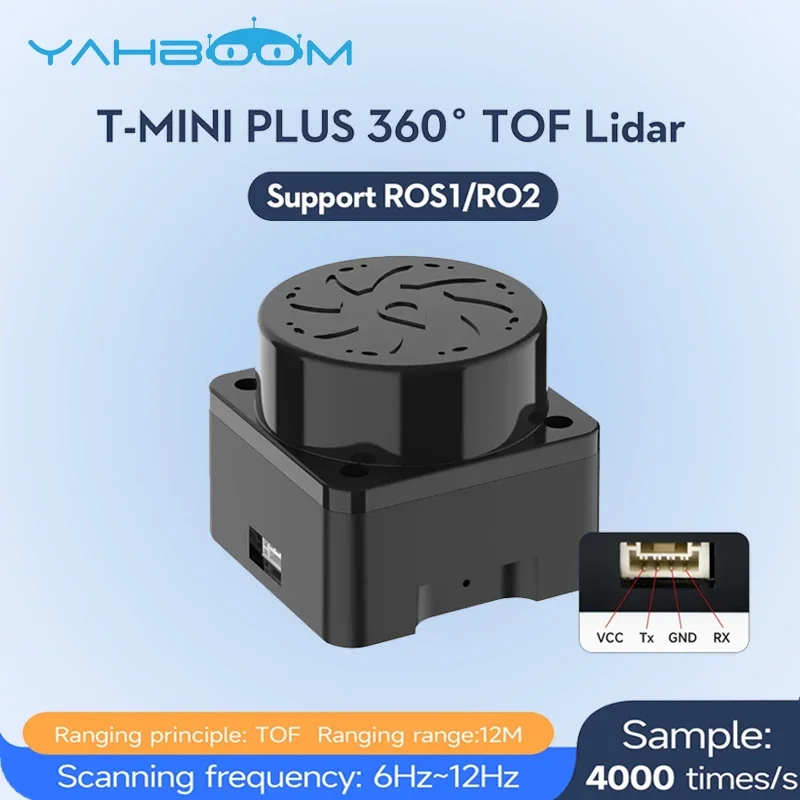Yahboom T-MINI-Plus 360° TOF Lidar Sensor Kit TOF ROS Robot SLAM Navigation 12m Distance Scanner Module Support ROS1 and ROS2