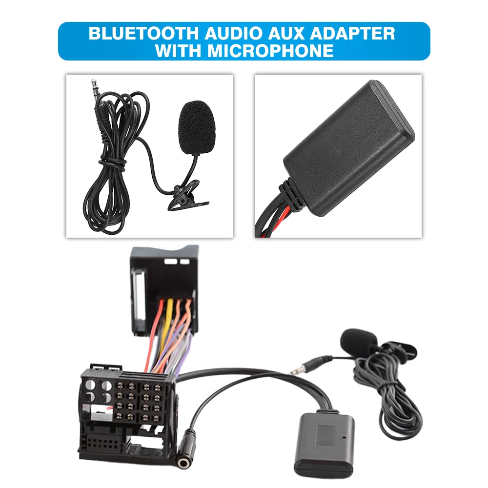 Bluetooth 5.0 Music Microphone Audio AUX Cable Handsfree Adapter Harness Kit for BMW E60-E66 E70 E82 E87 E90 E92 Car Radio