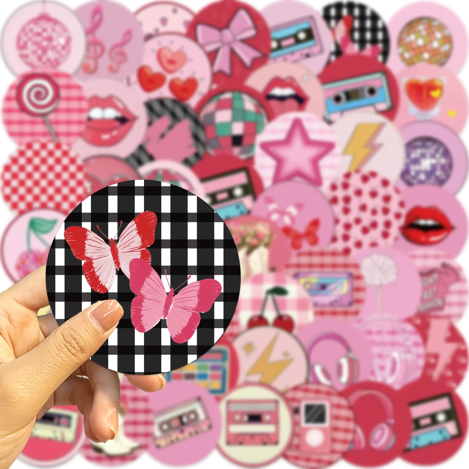 

50 шт., эстетическая обложка с рисунком вишни, наклейки в стиле граффити, декоративная гитара, ноутбук, чемодан, сделай сам, водонепроницаемые наклейки